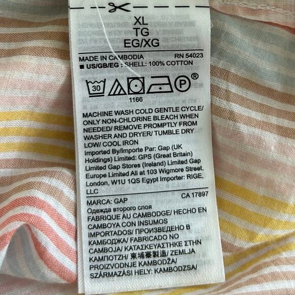 Gap Women Boyfriend Fit Shirt Long Sleeve Striped Cotton Preppy Casual Size XL - Picture 7 of 8